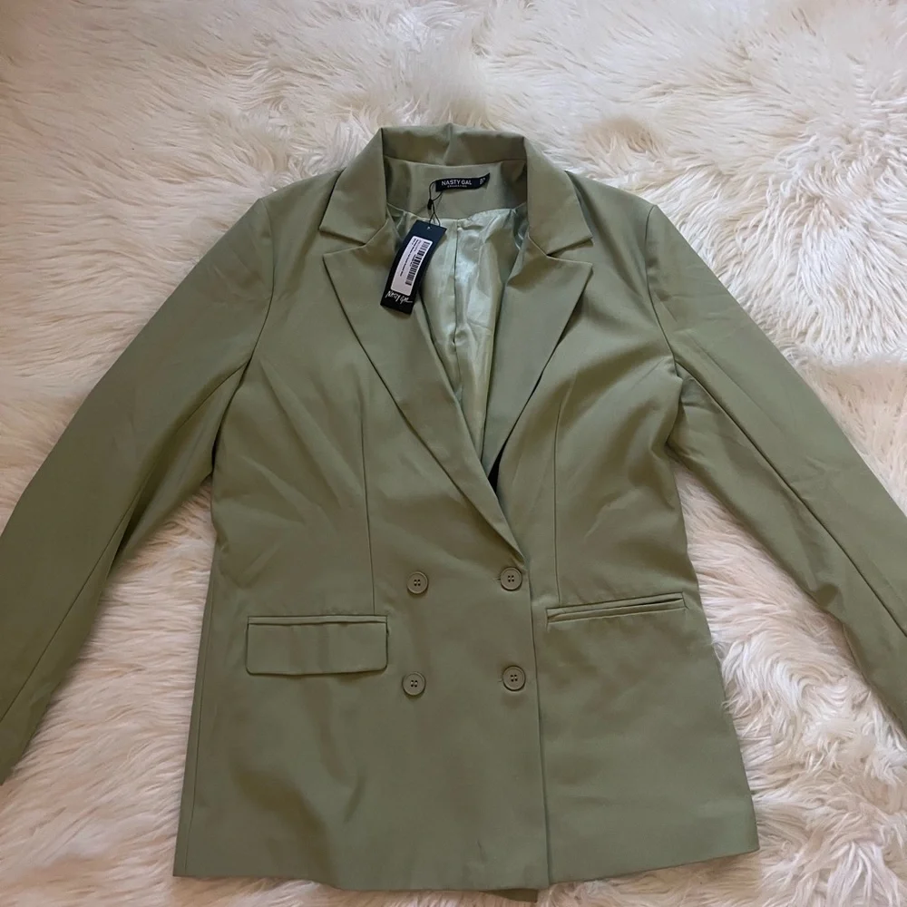 Nasty Gal‎ Sage Green Double-Breasted Blazer